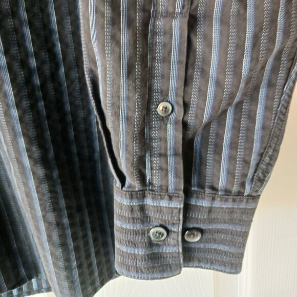 Calvin Klein Men's Shirt Size M Blue Striped Long Sleeve Button Up Dress Casual - Picture 4 of 6